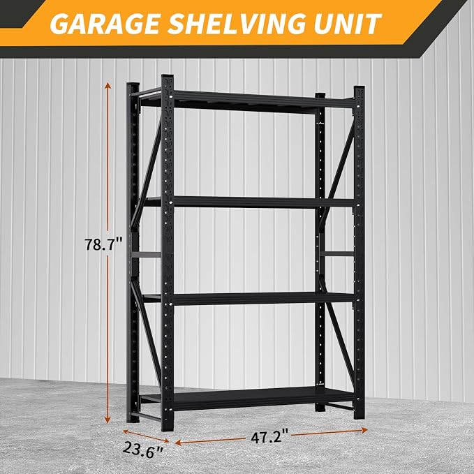 78.7"H Storage Garage Shelving Unit, 4000LBS Heavy Duty Metal Shelves - Image 2