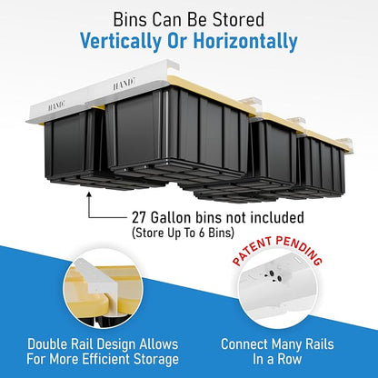 HANDT Overhead Garage Storage Rack, Connectable Heavy Duty Metal Ceiling Rails - Image 2