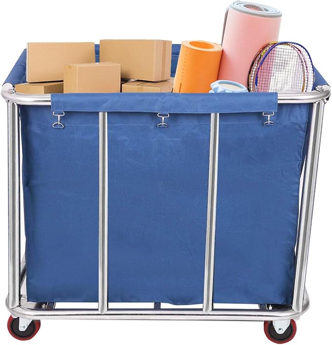 12 Bushels Laundry Cart Commercial/Home, Heavy Duty Large Stainless Steel - Image 6