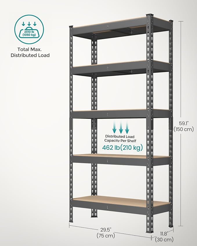 SONGMICS 5-Tier Storage Shelves, Load 2310 lb, Garage Storage, Boltless Assembly - Image 3