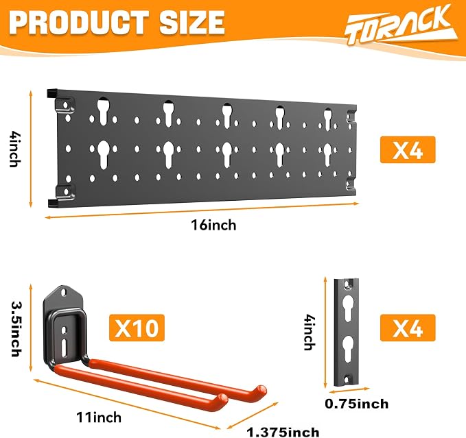 TORACK Garden Tool Organizer Wall Mount, Garage Folding Chair Storage Rack - Image 3
