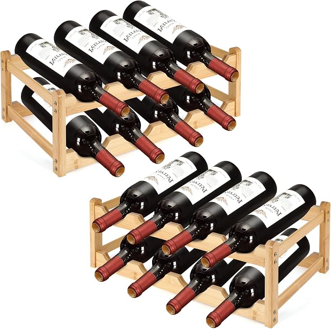 2 Pack Wine Racks, 2-Tire Bamboo Wine Rack, Wine Rack by Unknown