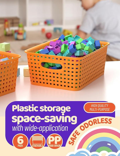 WYT 6-Pack Plastic Small Shelf Storage Weave Baskets Organizing - Image 5