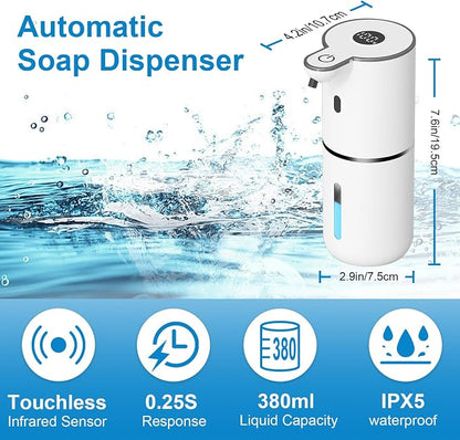 2 Pack Automatic Liquid Soap Dispenser Touchless, USB Rechargeable Smart Hand - Image 2