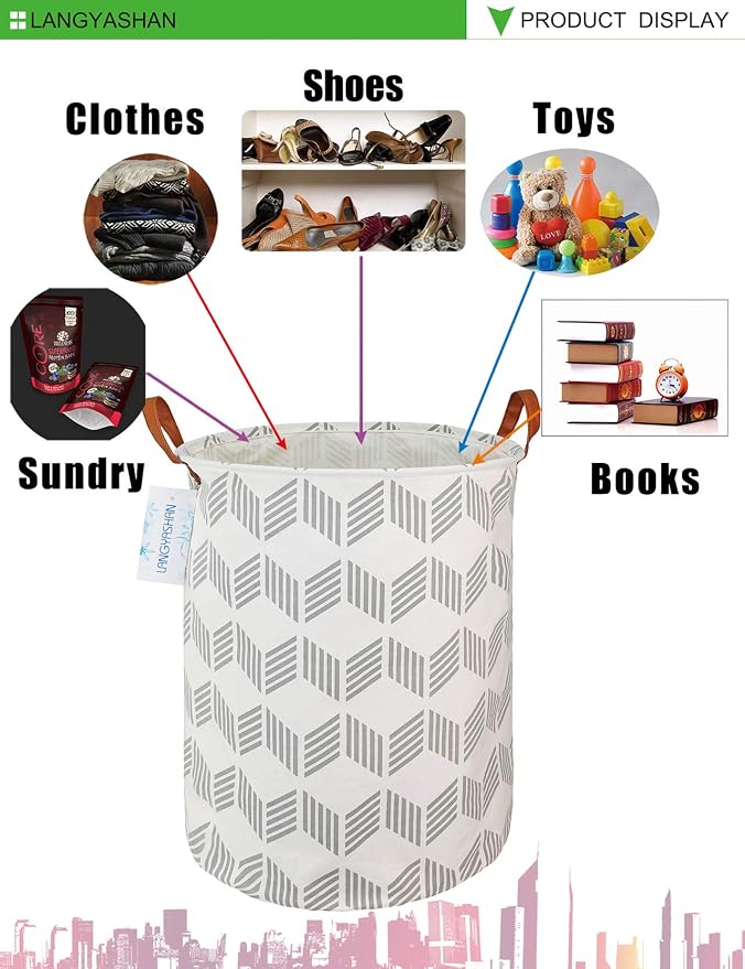 LANGYASHAN Laundry Basket Canvas Fabric Collapsible Organizer Basket - Image 6