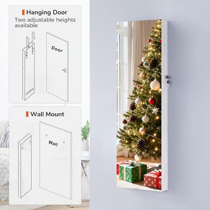 GISSAR Full Length Mirror Jewelry Cabinet, 6 LEDs Jewelry Armoire Wall Mounted - Image 2