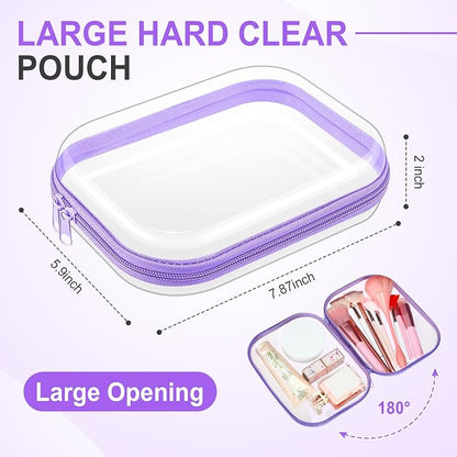 Sanwuta 6 Pcs Clear Hard Zipper Case Hard Plastic Zipper Pouches Transparent - Image 2