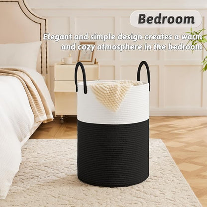 Laundry Basket, Woven Cotton Rope Laundry Hamper, 80L - Image 4