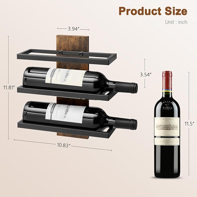 Hoctieon 3-Tier Wall Mount Wine Rack, Wall Mounted Wine Bottle Racks - Image 9
