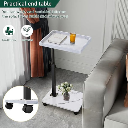 C Table End Table Adjustable Height, 360°Swivel TV Tray Table - Image 3