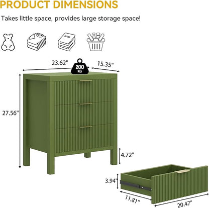 3 Drawer Dresser, Modern Wood Storage Chest of Drawers Organizer - Image 2