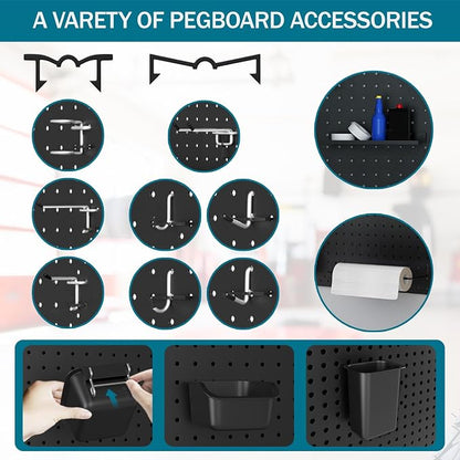 Metal Peg Board Kit with 1/4" Pegboard Accessories, 6 Pack 12"X24" Pegboard and - Image 4