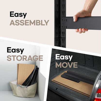 HOMEDANT House Black 5 Tier 24.4" W Laminated Metal Shelving Unit Adjustable - Image 10