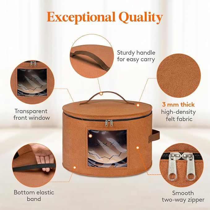 Lifewit Round Cowboy Hat Box for 7 Caps, Large Felt Hat Organizer Bag for Men & - Image 4
