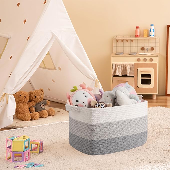 OIAHOMY Woven Storage Basket, Cotton Rope Baskets - Image 2