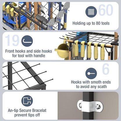 Garden Tool Organizer, Metal Yard Tool Organizer, Holds 70 Long-Handled - Image 5