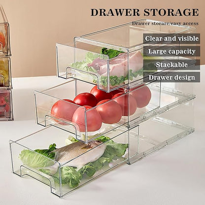 MANO 2Pack Clear Fridge Drawers Pull Out Stackable Refrigerator Drawer - Image 3