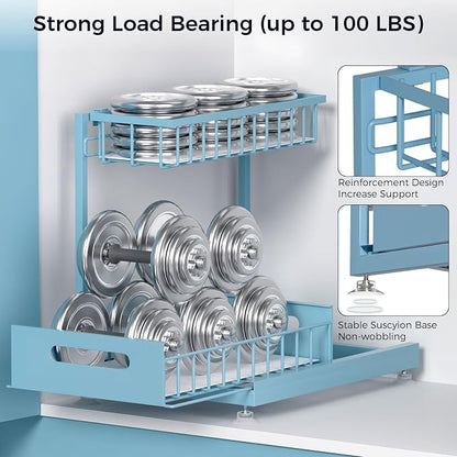 2 Pack Under Sink Organizer Storage 2-Tier Premium Metal Pull-Out Racks - Image 5