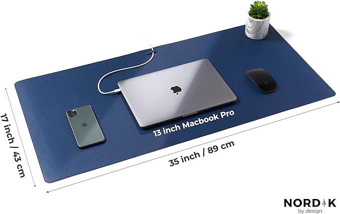 Nordik Leather Desk Mat Cable Organizer Premium Extended Mouse Mat - Image 6