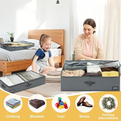 4-Inch Under Bed Storage Containers | Sturdy Sidewalls | Clear Cover & Label - Image 6