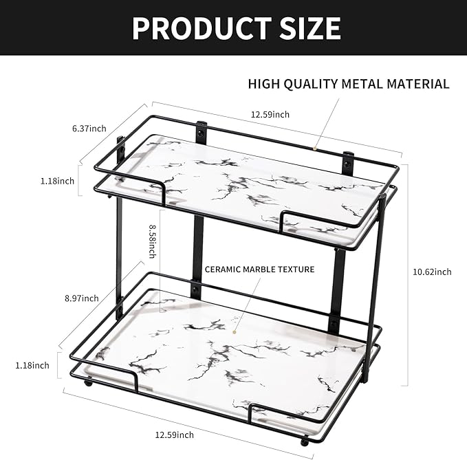 2 Tier Bathroom Cabinet Countertop Organizer Perfume Lipstick Makeup Organizer - Image 2