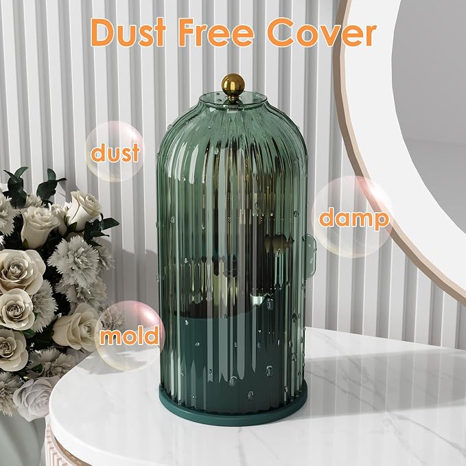 Makeup Brush Holder with Lid 360 Rotating Clear Dustproof Make Up Organizers - Image 4