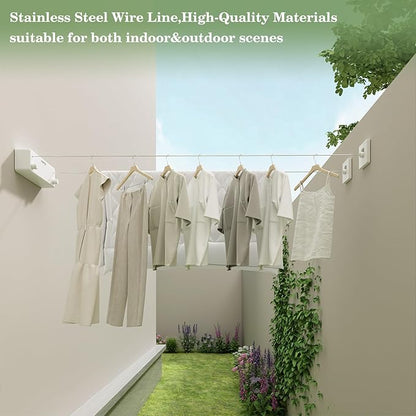 Danpoo Retractable Clothesline, 2x13.8ft Stainless Steel Clothes Line - Image 3
