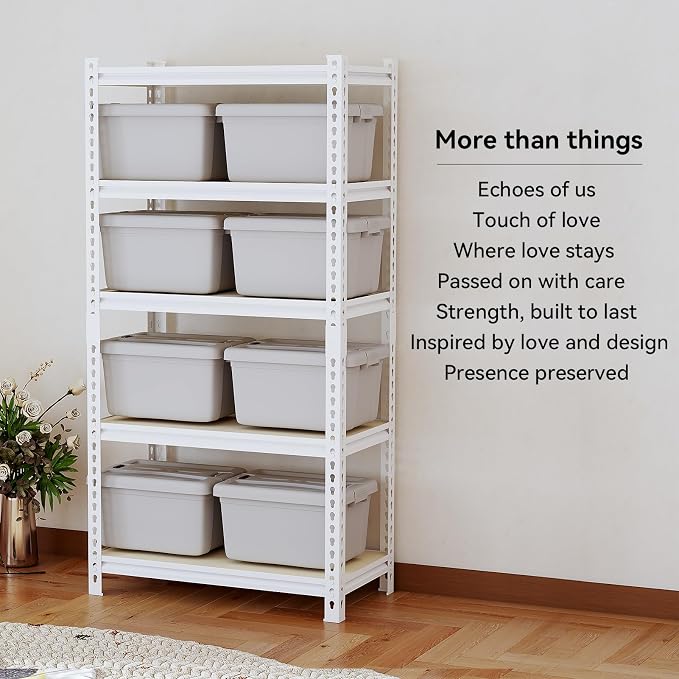 36"W "Father&I" 5-Shelf Industrial Metal Steel Garage/Tote Storage Shelves - Image 5