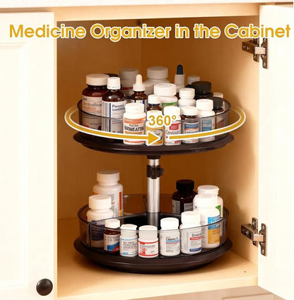2 Tier Medicine Cabinet Organizer, Rotary Turntable Organizer - Image 6