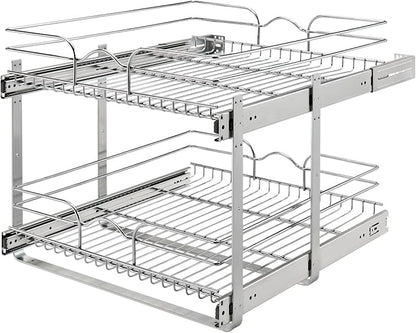 Rev-A-Shelf 2-Tier Kitchen Cabinet Pullout Shelf and Drawer Organizer Slide Out by Rev-A-Shelf