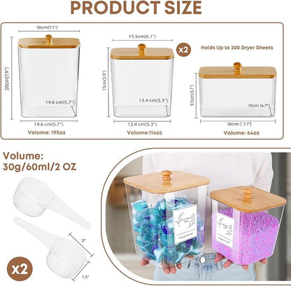 4 Pack Clear Laundry Pods Container & Dryer Sheet Holder, Plastic Square - Image 2