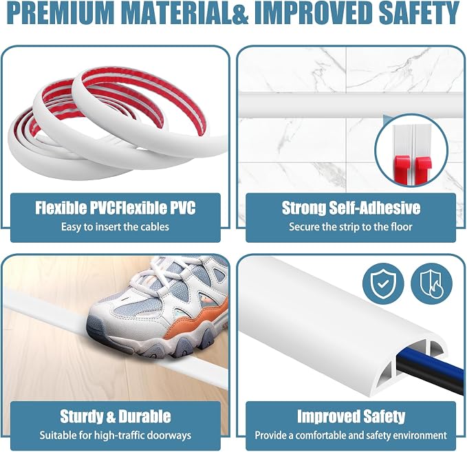 Floor Cord Covers for Wires 20FT Cable Hider Wire Coverr Self Adhesive Cord - Image 3