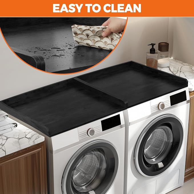 Washer Dryer Countertop, Wooden Laundry Countertop Set of 2 Dryer Storage Shelf - Image 3