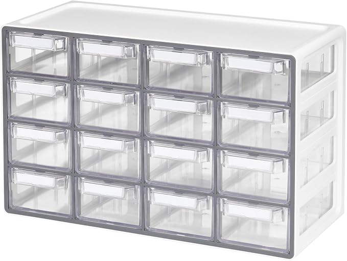 Blue Ginkgo Medium 16-Drawer Cabinet – Stackable Clear Organizer by BLUEGINKGO