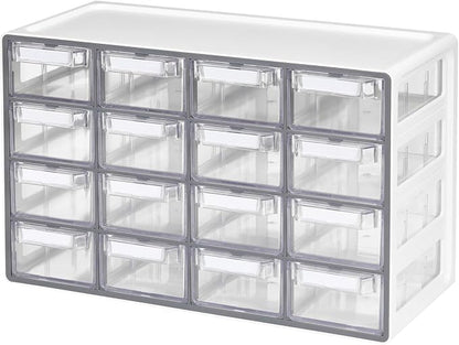 Blue Ginkgo Medium 16-Drawer Cabinet – Stackable Clear Organizer by BLUEGINKGO