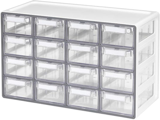 Blue Ginkgo Medium 16-Drawer Cabinet – Stackable Clear Organizer by BLUEGINKGO