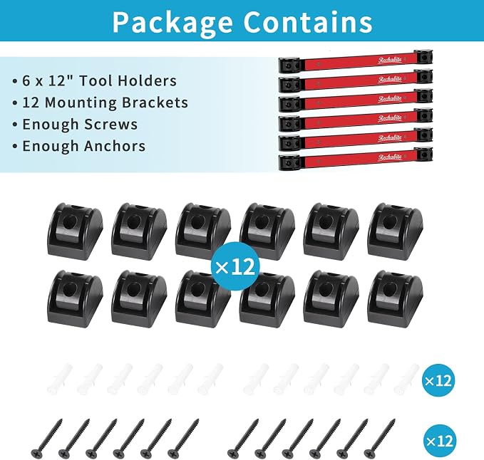 6 Pieces 12" Magnetic Tool Holder Strip, Metal Tool Organizer Rack - Image 7