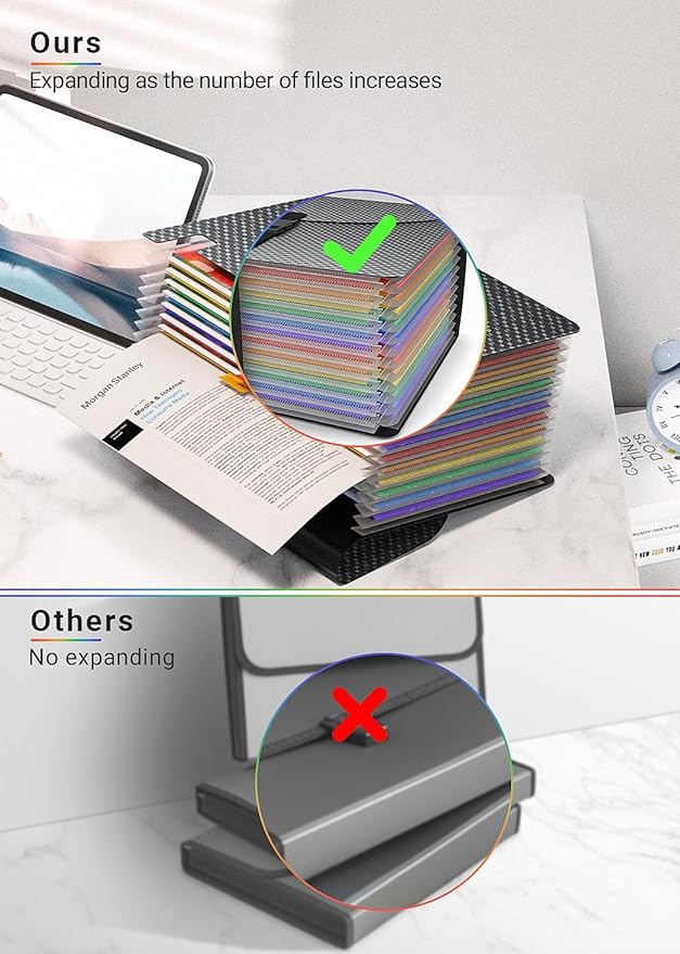 Expanding File Folders with Handle, Accordion File Organizer 13 Expandable - Image 6