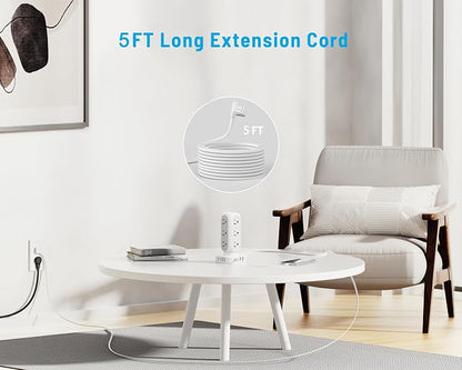 Tower Power Strip with Surge Protection, Flat Plug Outlet Extender with 12 AC - Image 5