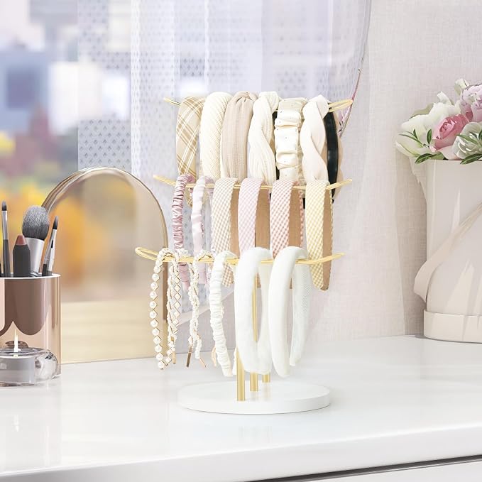 Dahey Headband Holder Organizer Metal 3-Tier Hair Hoop Display Stand Headband - Image 2