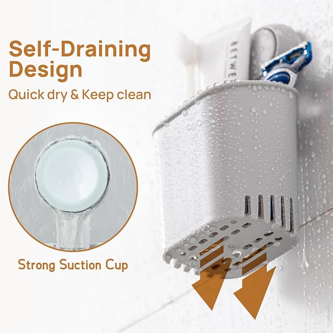 LEVERLOC Powerful Suction Cup Toothbrush Holder, Drill-Free Wall Shower Holder - Image 4