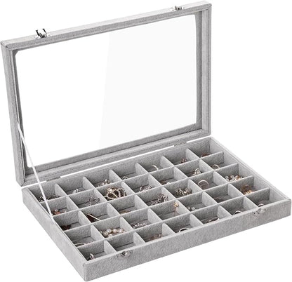 Frebeauty Velvet Jewelry Tray, 35 Grid Jewelry Organizer by Frebeauty