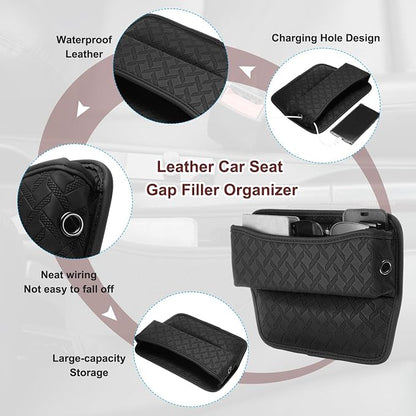 HARFINGTON 2pcs Car Seat Gap Filler Organizer 11.5 x 8 x 2.1 Inch Leather - Image 3