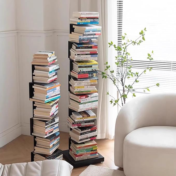 Invisible Vertical Spine Bookshelf Tower, Tall Narrow Metal Bookshelf - Image 2