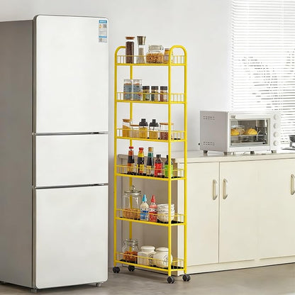 6-Tier Slim Storage Cart with Wheels, 6in Narrow Rolling Shelf, Sturdy Slim - Image 2