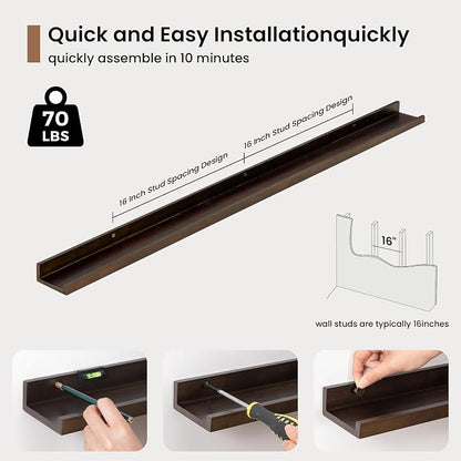 Picture Ledge Shelf, Floating Shelves Set of 2, 48 Inches Solid Wood Nursery - Image 5