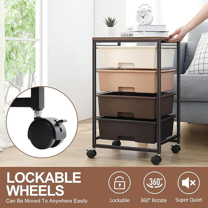 Utility Cart with 4 Drawers, Rolling Storage Cart with Drawers, Storage Rolling - Image 6