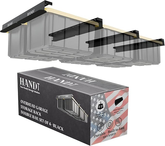 HANDT Overhead Garage Storage Rack, Connectable Heavy Duty Metal Ceiling Rails by HANDT