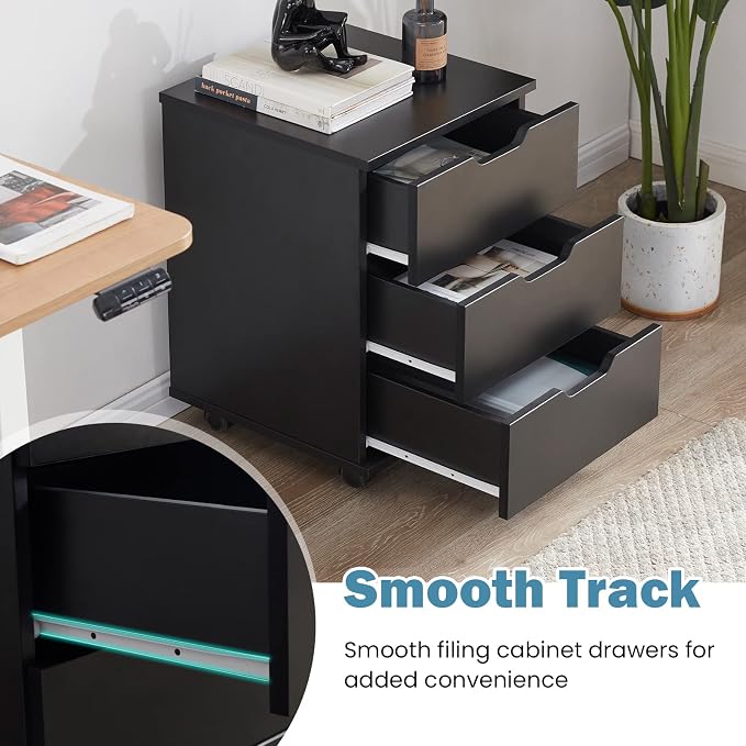 Farini Mobile File Cabinet for Home Office, 3 Drawer Chest Wood, Drawers Unit - Image 5