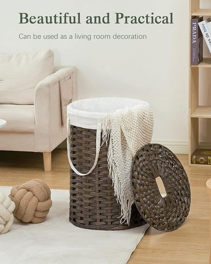 Laundry Hamper with Lid, 19.0 Gal Round Wicker Laundry Basket, Handwoven Rattan - Image 7